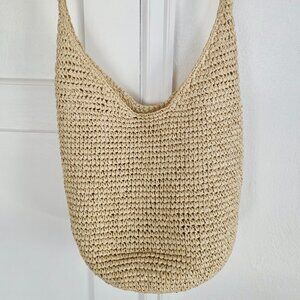 Elizabeth and James woven raffia hobo/beach tote, cream/brown, large